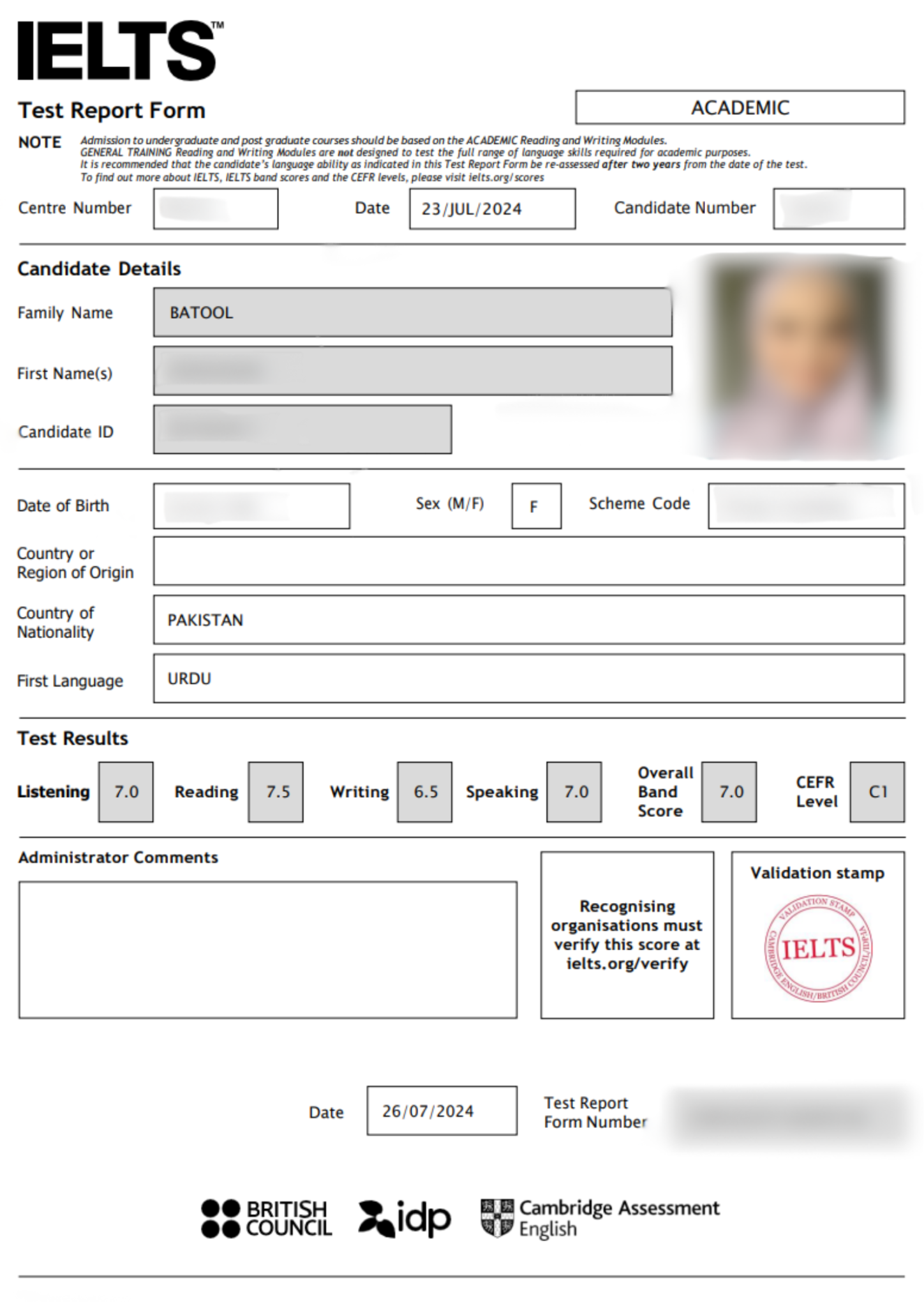 IELTS Result