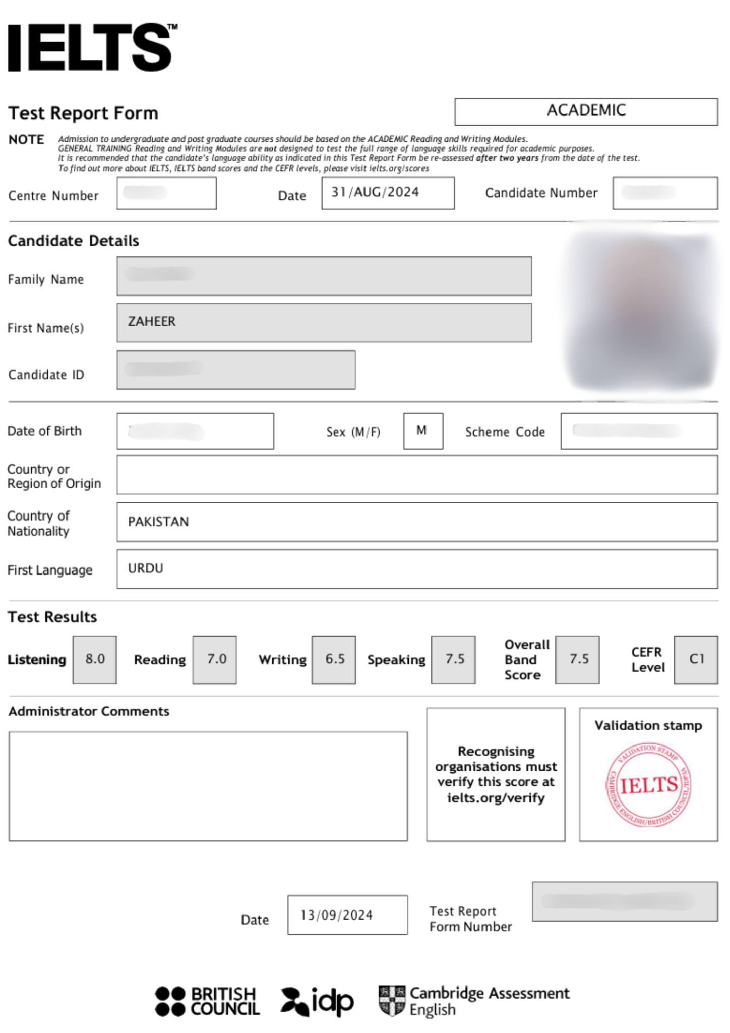 IELTS Result